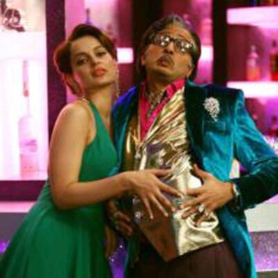 Kangna Ranaut and Riteish Deshmukh in a still from their upcoming film ' Double Dhamaal'.