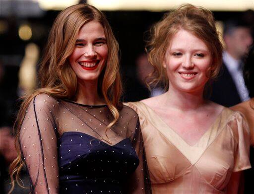 Actresses Pauline Jacquard and Iliana Zabeth arrive for the screening of L' Apollonide at the 64th international film festival, in Cannes.