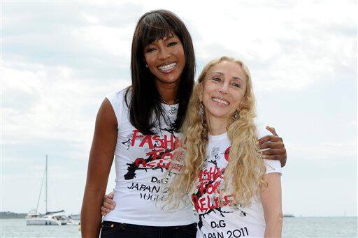 Model Naomi Campbell and editor of Vogue Italy Franca Sozzani pose during a photo call for Fashion For Relief, at the 64th international film festival, in Cannes.