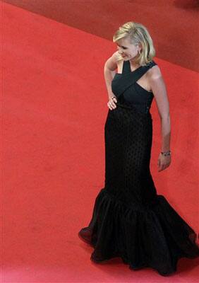 Actress Kirsten Dunst arrives for the screening of Melancholia at the 64th international film festival, in Cannes.