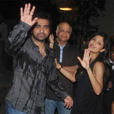 Shilpa Shetty and Raj Kundra at Rajasthan Royals bash.