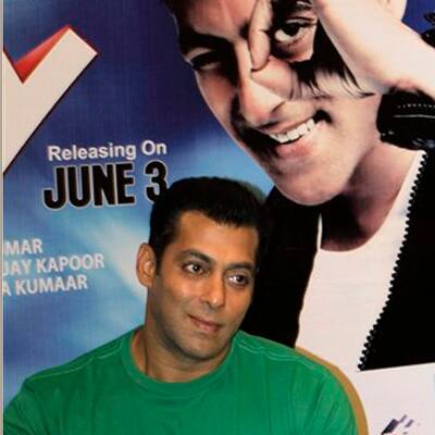 Salman Khan looks on during a press conference to promote his upcoming film 'Ready', in Ahmadabad.