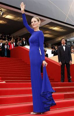 Jury member Uma Thurman arrives for the closing ceremony at the 64th international film festival, in Cannes.