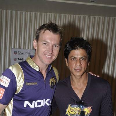 Bret Lee and Shah Rukh Khan spotted at an event in Kolkata.