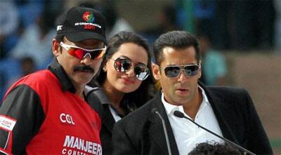 Salman Khan and Sonakshi Sinha at the CCL Match Opening Ceremony.