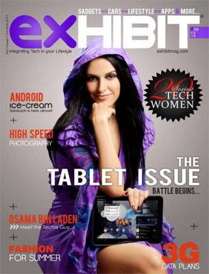 Neha Dhupia on the cover of Exhibit Magazine, June 2011 issue.