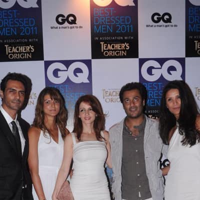 Arjun Rampal, Nandita Mahtani, Suzzane Roshan, Abhishek Kapoor and Meher Jessia pose for the shutterbugs at an event organised by 'GQ' magazine.