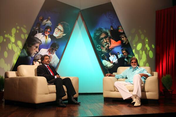 Amitabh Bachchan in conversation with Punya Prasun Bajpai at Zee News, Noida.