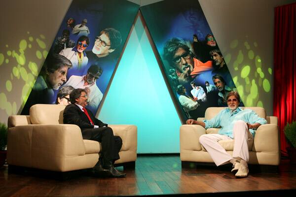 Amitabh Bachchan in conversation with Punya Prasun Bajpai at Zee News, Noida.