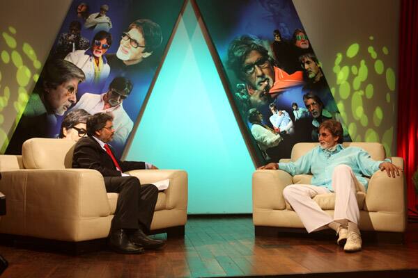 Amitabh Bachchan in conversation with Punya Prasun Bajpai at Zee News, Noida.