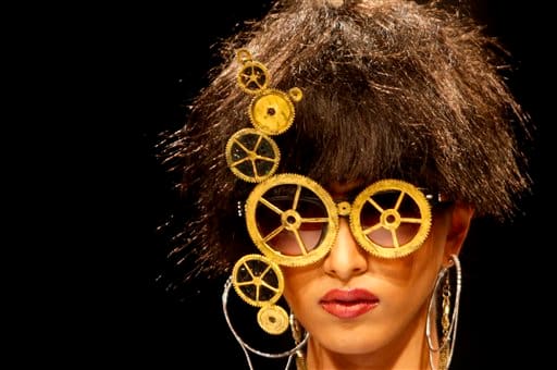 An Indian model displays a creation by designer Sidharta Aryan during Lakme Fashion Week in Mumbai.