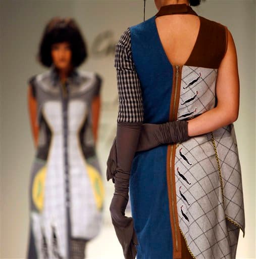 An Indian model displays a creation by designer Urmi Ghosh during Lakme Fashion Week in Mumbai.