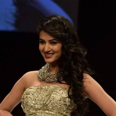 Sonal Chauhan walked the ramp for designer Rina Dhaka.