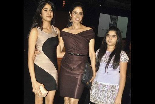 Shree Devi (C) with her two daughters Jhanvi and Khushi attend the fourth day of Lakme Fashion Week (LFW) Winter/Festival 2011.