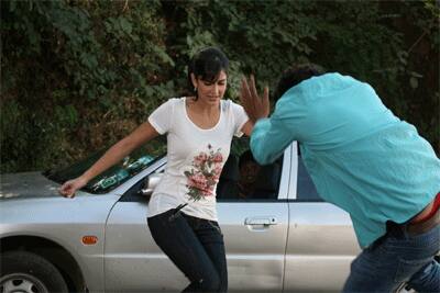 Katrina Kaif in action on the sets of `Main Krishna Hoon`. 