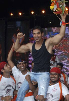 John Abraham at a dahi handi celebration.