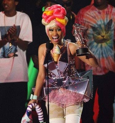 Singer Nicki Minaj accepts the best hip hop video award for 