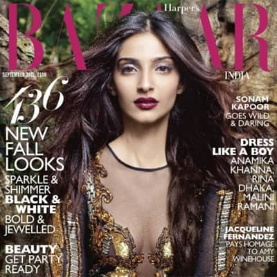 Sonam Kapoor graces the cover of 'Harper's Bazaar' magazine's September issue.