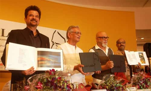 Anil Kapoor, Gulzar seen at the launch of Sheesh Lekha.