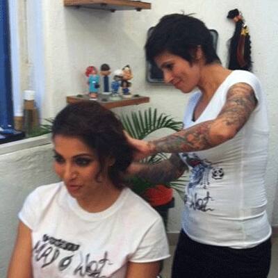 Bipasha Basu spotted at Mad O Wot hairdressing salon.