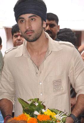 Ranbir Kapoor at RK studio's Ganesh visrarjan procession.