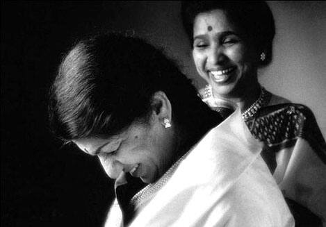 One of the rarest pictures of sisters Lata Mageshkar and Asha Bhonsle. Gautam was extremely close to both the sisters and they considerd him as their son.