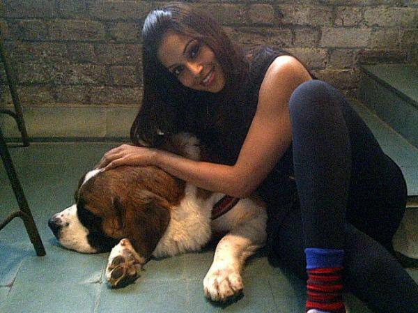 Bong babe Bipasha Bsau with her new pet Bentley.