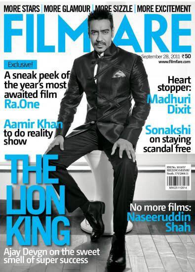 Bollywood's 'dark knight' Ajay Devgn on the cover of Filmfare, September 2011 issue.