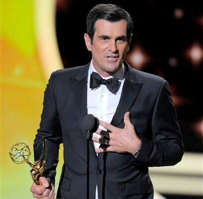 Ty Burrell accepts the award for outstanding supporting actor in a comedy series for “Modern Family” at the 63rd Primetime Emmy Awards.