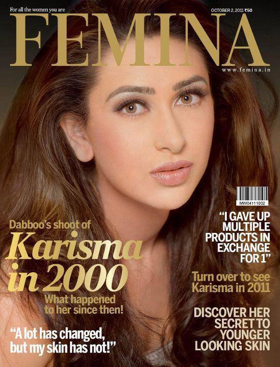 Karisma Kapoor on the cover of Femina, October 2011 issue.