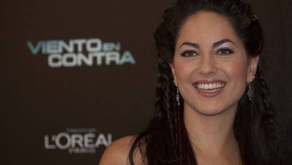 Mexican actress Barbara Mori poses for photographers during a news conference to present up her upcoming film 