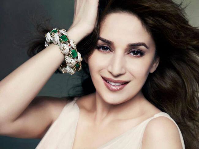 Madhuri Dixit Nene showcases the Emeralds for Elephants collection.