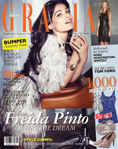 Freida Pinto on the cover of Grazia October 2011.