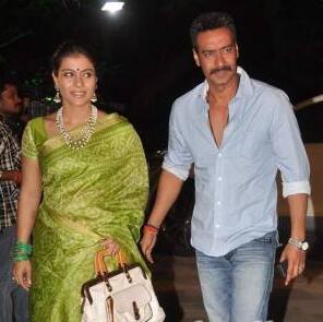 Kajol and Ajay Devgn at Sanjay's Mata Ki Chowki.