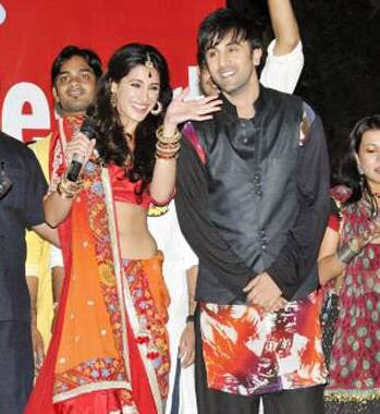 Ranbir and Nargis spotted at a dandiya event in Mumbai. 