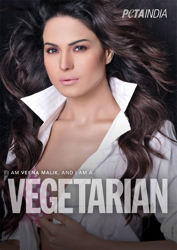 Pakistani actress Veena Malik's photo shoot for PETA.