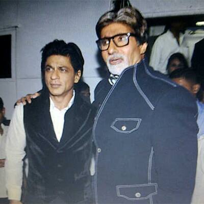 Shahrukh Khan and Amitabh Bachchan on the sets of 'Kaun Banega Crorepati'.