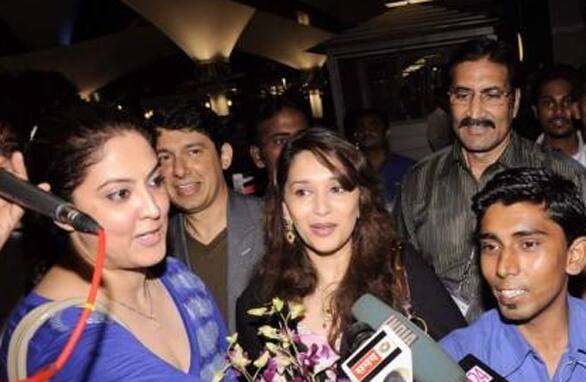 Look who's back?! Madhuri Dixit and her husband Dr Sriram Nene spotted at the Mumbai airport.