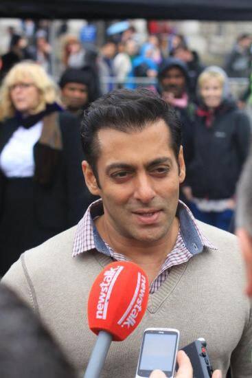 Salman Khan interacts with the press in Dublin.