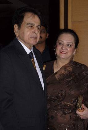 Dilip Kumar with his wife Saira Banu at Rajiv Shukla's bash.