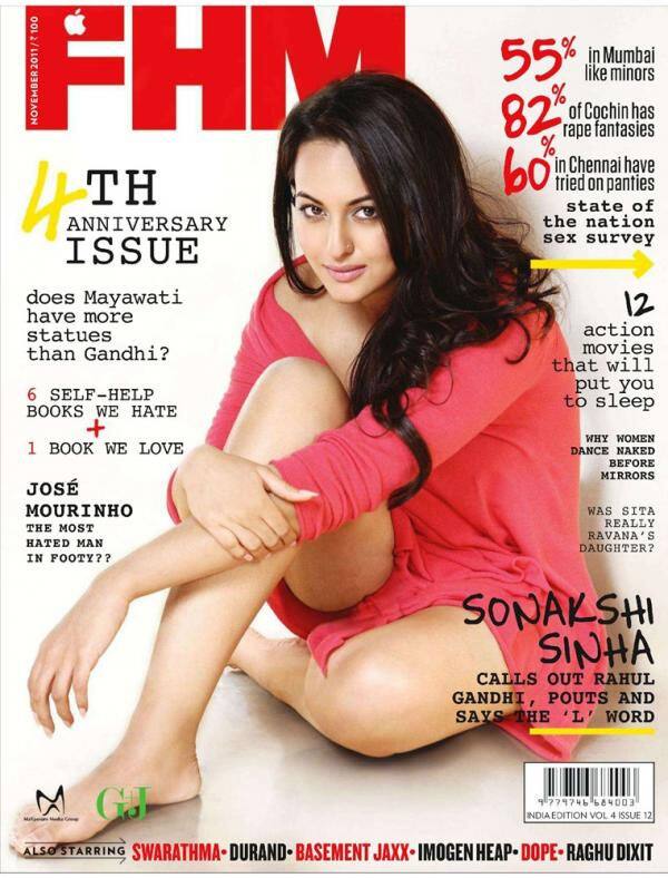 Sonakshi Sinha on the cover of FHM, November 2011.