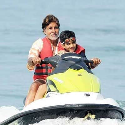 Here Agastya is seen taking nanu Amitabh for a ride.