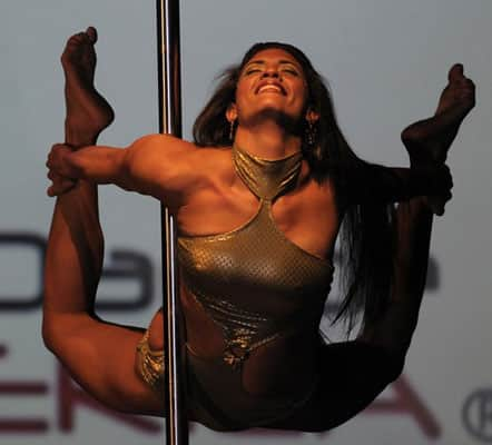 Venezuela's Andrea Rodrioguez competes in the Miss Pole Dance South America 2011 competition in Buenos Aires  ahead the Pole Dance World Championship 2012 to be held in US.