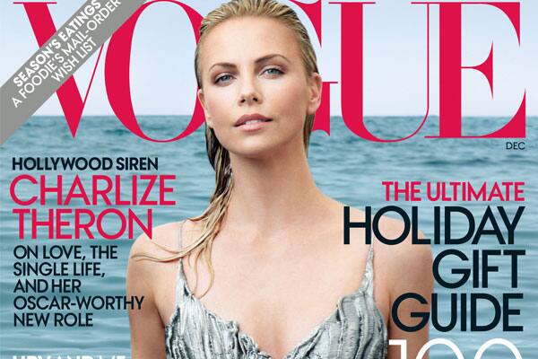 This image provided by Vogue shows the cover of the December 2011 issue of Vogue magazine, featuring actress Charlize Theron.