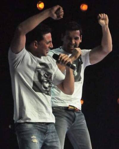 Akshay Kumar and John Abraham on the sets of ‘Star Ya Rockstar.’