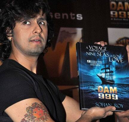 Bollywood Playback singer Sonu Nigam poses during a press conference held to launch BizTV Network’s forthcoming 3D movie “DAM 999” in Mumbai .