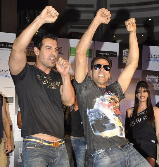 Desi Boyz starcast unveil Desi Boyz Shoppers stop clothing line.