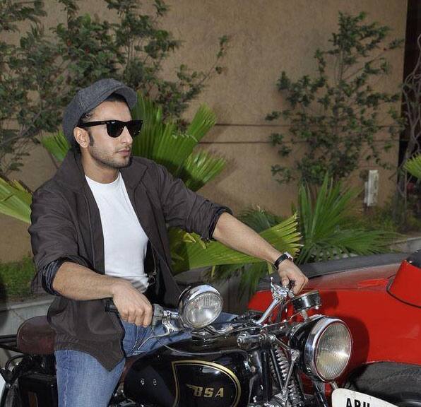 Ranveer spotted riding a bike.