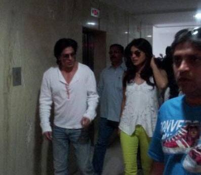 SRK and Priyanka at a radio station for promotion event.