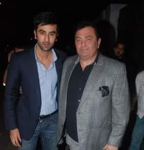 Ranbir with father Rishi Kapoor at the 'Rockstar' success party.